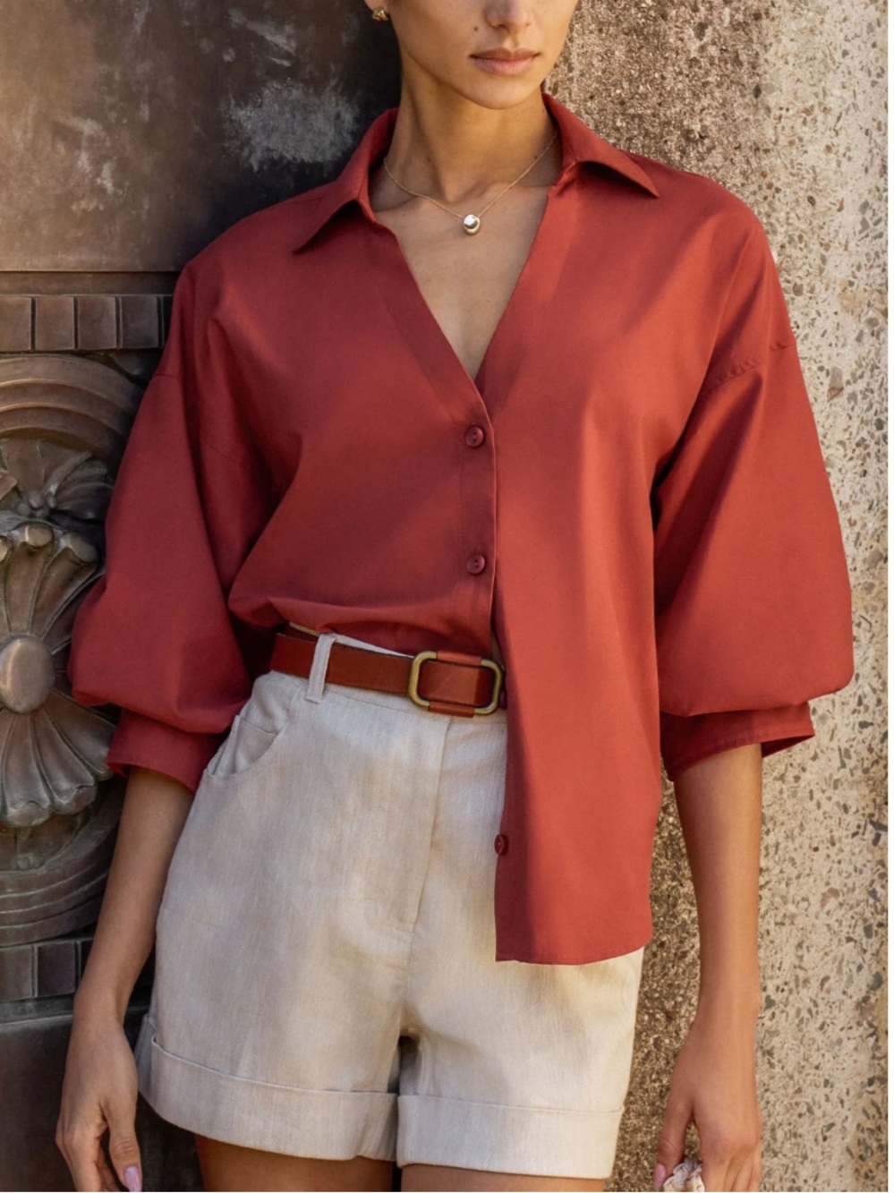 Brochu Walker The Kate Shirt White Relaxed Button-Front Shirt in Tuscany Small - Picture 1 of 9